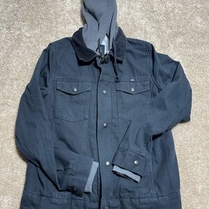 Vans Black Denim Jacket with Gray Hood